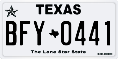 TX license plate BFY0441