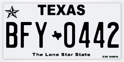 TX license plate BFY0442