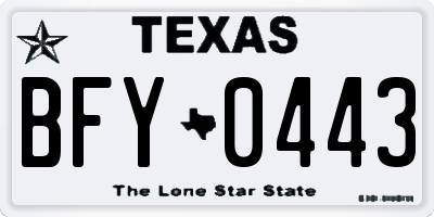 TX license plate BFY0443