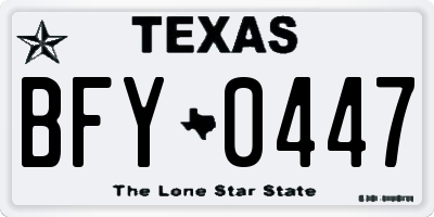 TX license plate BFY0447