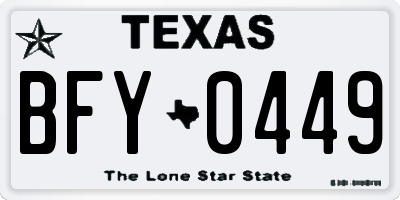 TX license plate BFY0449