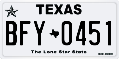 TX license plate BFY0451