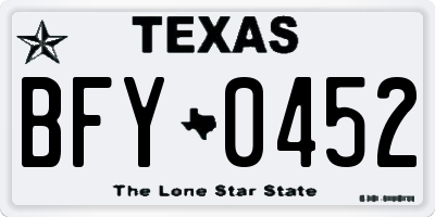 TX license plate BFY0452