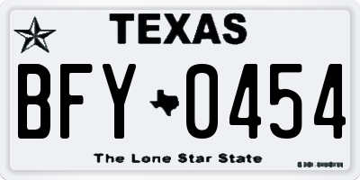 TX license plate BFY0454