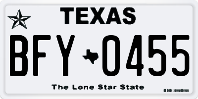 TX license plate BFY0455