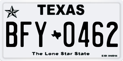 TX license plate BFY0462