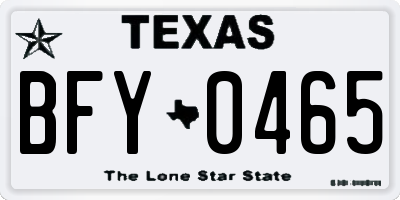TX license plate BFY0465