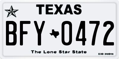TX license plate BFY0472
