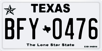 TX license plate BFY0476