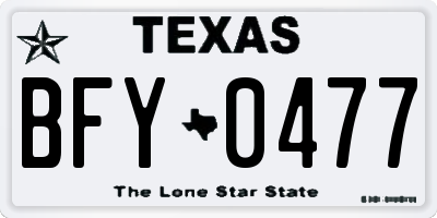 TX license plate BFY0477
