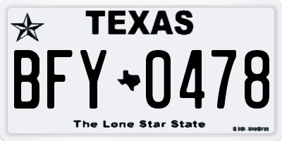 TX license plate BFY0478