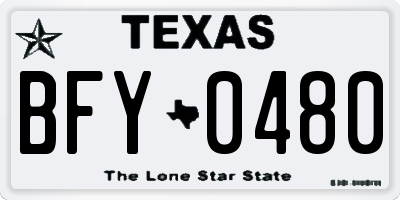 TX license plate BFY0480