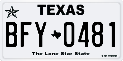 TX license plate BFY0481