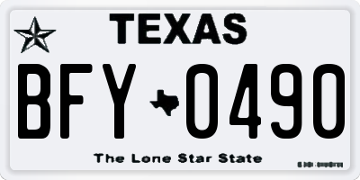 TX license plate BFY0490