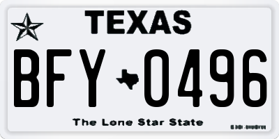 TX license plate BFY0496