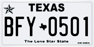 TX license plate BFY0501