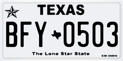 TX license plate BFY0503