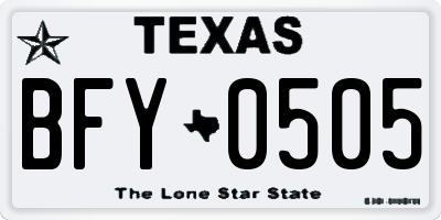 TX license plate BFY0505