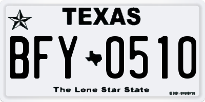 TX license plate BFY0510