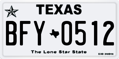 TX license plate BFY0512