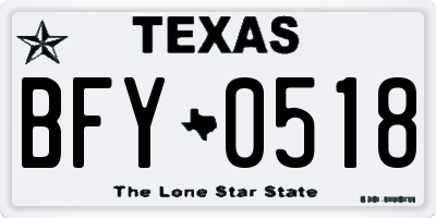TX license plate BFY0518