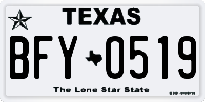 TX license plate BFY0519