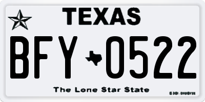 TX license plate BFY0522