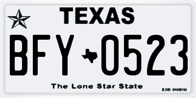 TX license plate BFY0523