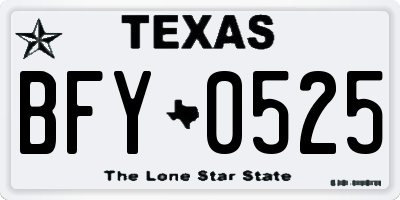 TX license plate BFY0525