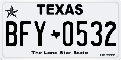 TX license plate BFY0532