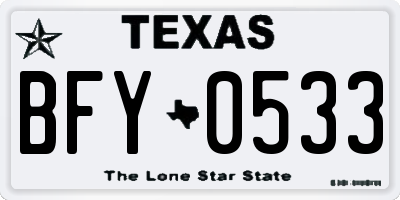 TX license plate BFY0533
