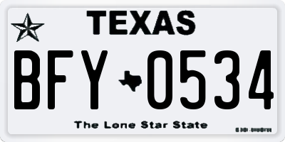 TX license plate BFY0534