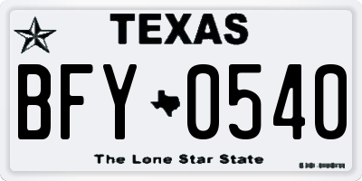 TX license plate BFY0540