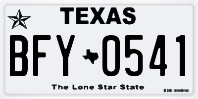 TX license plate BFY0541