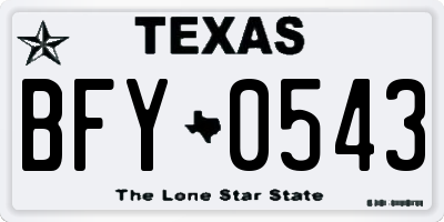 TX license plate BFY0543