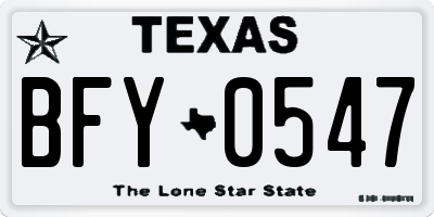 TX license plate BFY0547