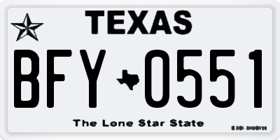 TX license plate BFY0551