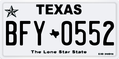 TX license plate BFY0552