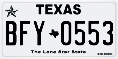 TX license plate BFY0553