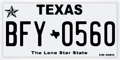 TX license plate BFY0560