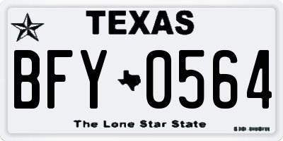 TX license plate BFY0564