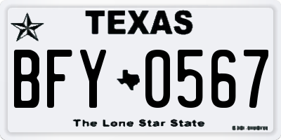 TX license plate BFY0567