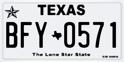 TX license plate BFY0571