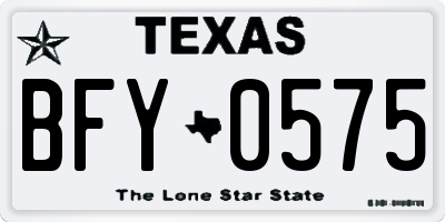 TX license plate BFY0575