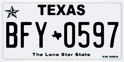 TX license plate BFY0597