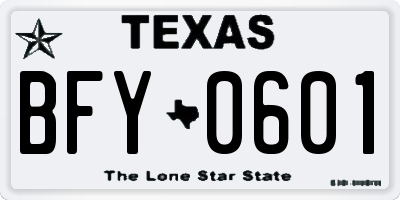 TX license plate BFY0601