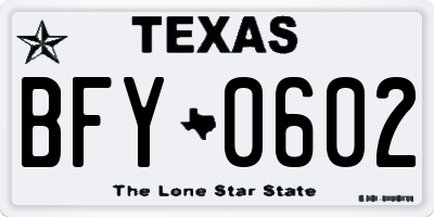 TX license plate BFY0602