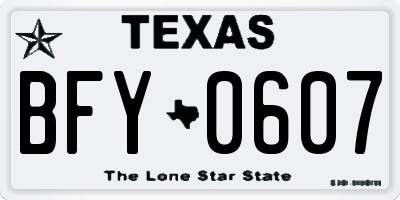 TX license plate BFY0607