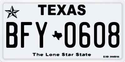 TX license plate BFY0608
