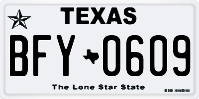 TX license plate BFY0609